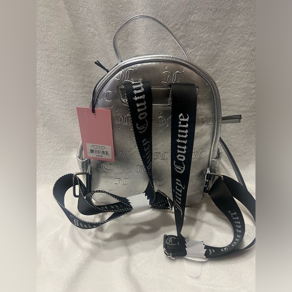 Juicy Couture Rosie Mini Backpack | Silver Metallic Logo Bag | - Picture 10 of 10